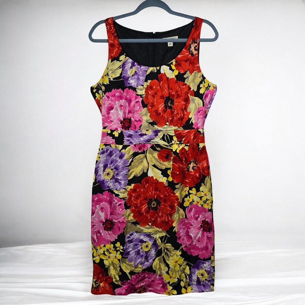 Banana Republic Sheath Dress Floral Sleeveless Lined Woman‎ Size 8 Linen Blend